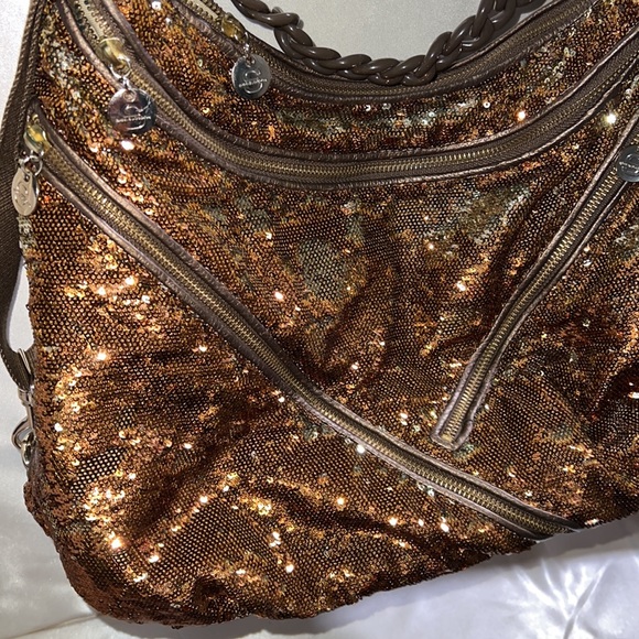 Alexis Hudson bronze sequin shoulder/crossbody bag - Picture 3 of 10